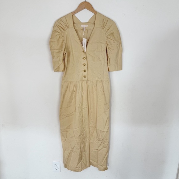 Rebecca Taylor Midi Dress Retro Faille Cream MSRP $425 - Picture 3 of 13